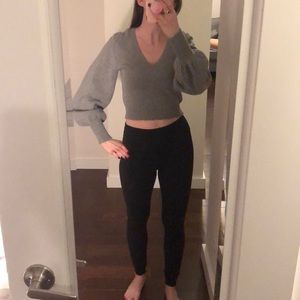 BCBGMaxAzria Crop Top gray v neck sweater - new